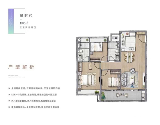 时代艺境105㎡户型图