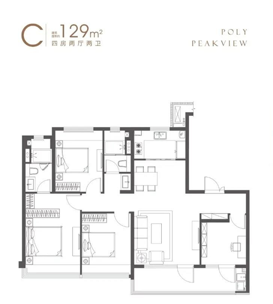 保利阅云台129㎡户型图