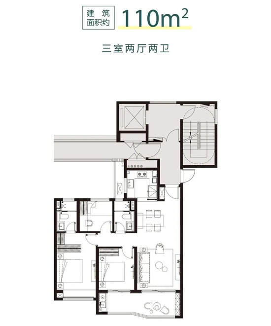 中海观江樾110㎡户型图