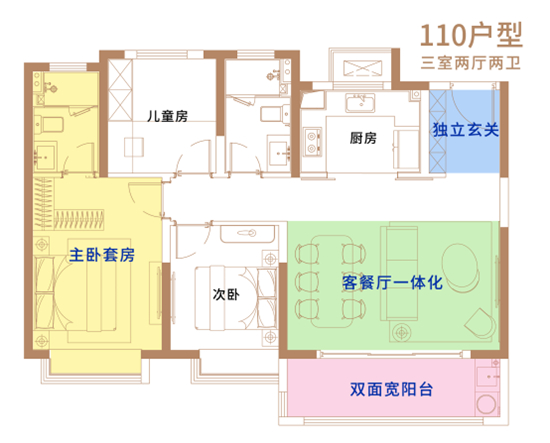 中冶锦绣和鸣110㎡户型图