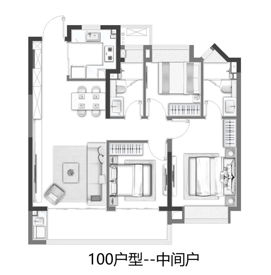 璀璨璟园100㎡户型图